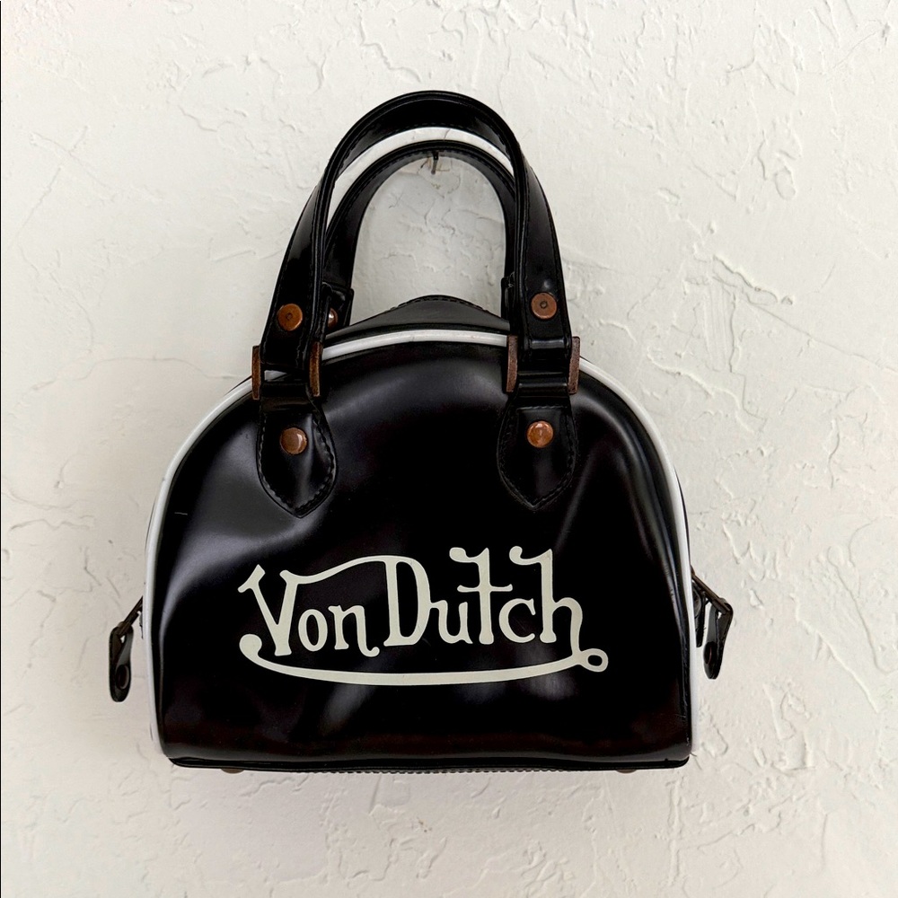 Vintage y2k Von Dutch Black and White Mini Bowler Bag